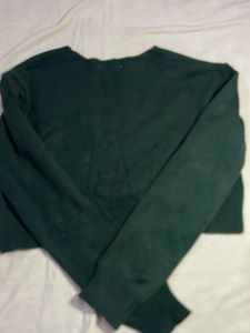 Green Cropped Cardigan