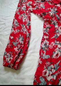 Floral Print Red Mini Dress