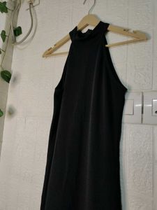 Black Halter Slit Dress
