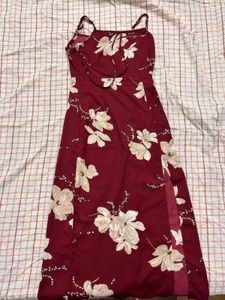 Floral Print Slit Midi Dress