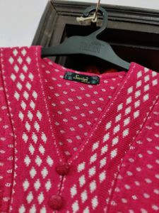Pink Patterned Winter Kurti