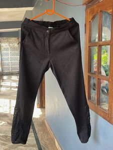 Black Lace Detail Pants