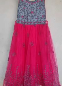 Pink Embroidered Girls' Frock