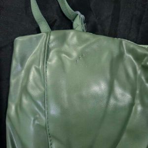Green  Leather Corset Top