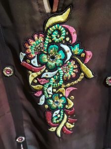 Brown Synthetic Party Wear Kurta
