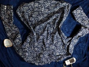 Blue Floral Print Long Sleeve shirt