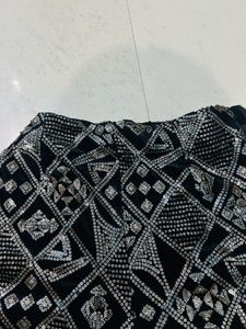 Zara Golden Velvet Embellished Skorts