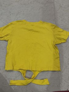 Yellow Tie-Front Crop Top