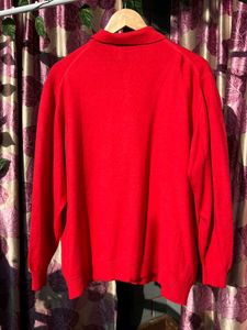 Red Long Sleeve Knit Polo