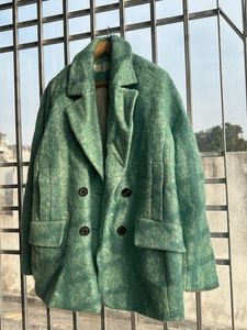 Ice Blue Textured Wool Blend Coat ❤️‍🔥❄️