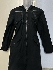 Black Hooded Trench Coat