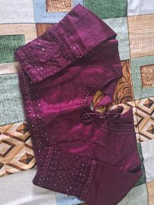 Wine  COLOUR FULL SLEEVES PARTY WEAR BLOUSE