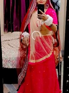 pink lehgah choli with dupatta