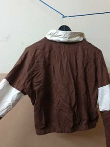 Brown &amp; White Crop Top