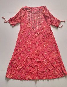 Red Printed Midi Dress