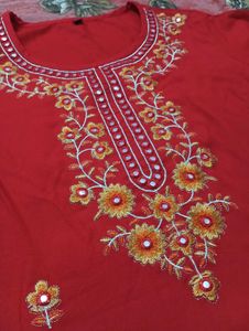 Red Embroidered Kurta❤