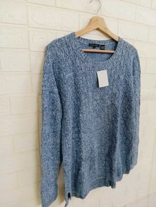 Blue Textured Knit Sweater