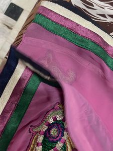 Pink Saree with Embellishments No Exchange Return