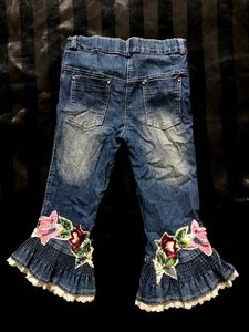 Girls Embellished Flared Jeans
