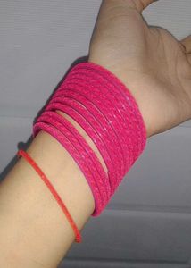 4 Set Of Glass And Velvet Bangles