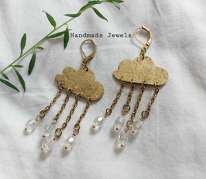 🌧Antique Cloud With Raindrops Leverback Earrings