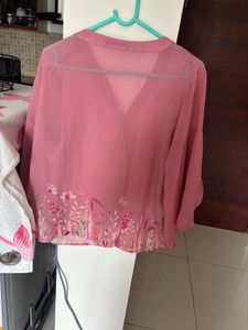 Pink Floral Button-Down Top