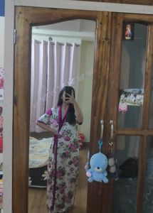Clovia Magenta Printed Nighty