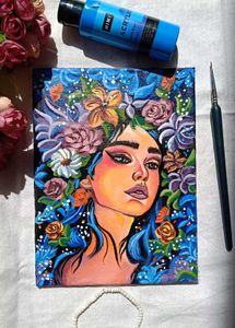 Aesthetic Abstract Girl Painting On Canvas -Small