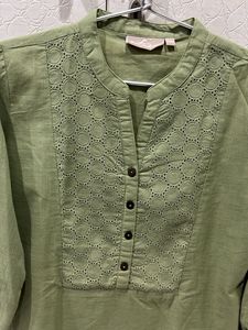 Green Embroidered Top/short Kurti