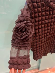 Brown Floral Sleeve Top