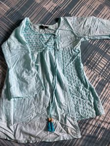 Light Blue Embroidered Top