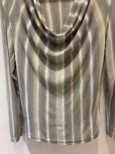 Chic Striped Cowl Neck Long Sleeve Top