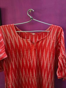 Red IKKAT Printed Kurti