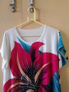 Floral Print White Top