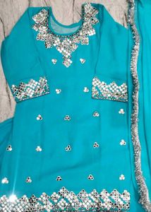 Teal Embroidered Kurta Set