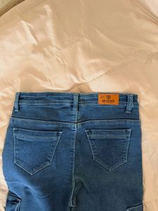 Blue Denim Cargo Pants