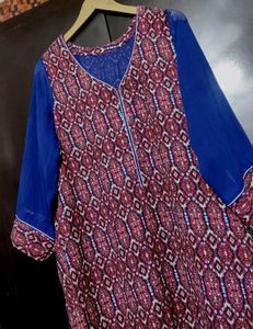 Blue &amp; Pink Orange Printed Kurti for 44 Bust
