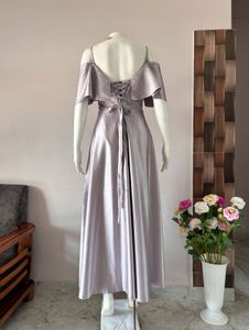 Mild Lavender Satin Gown