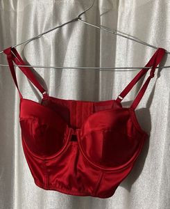 Red Satin Corset Top