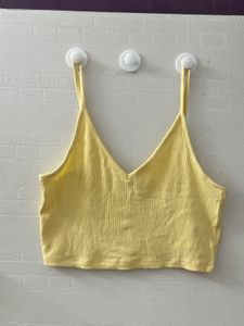 Cute yellow ribbed crop tank top.