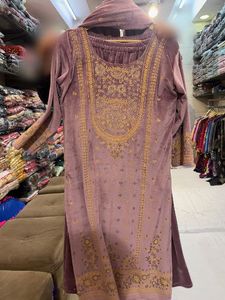 Embroidered Velvet Kurta Set