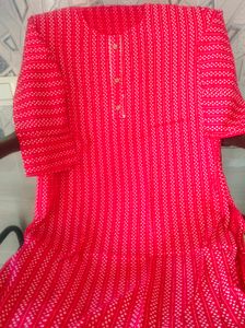 Pink & White Striped Kurti