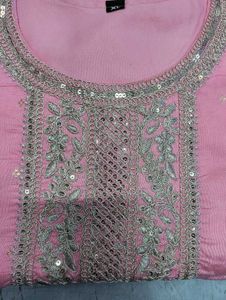 Pink Chanderi cotton Woven Design Kurta Sets😍