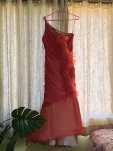 Orange Ruffle Bodycon Mermaid Dress 🎀