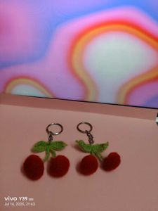 Crochet Cherry Keychains