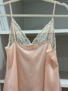 Peach Lace Trim Dress