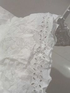 Elegant White chikankari Kurti Top