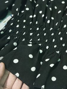 Polka Dot Long Sleeve off Shoulder Top