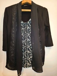 Elegant Black Layered Cardigan Size M/L