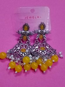 Boho Yellow Beaded Earrings